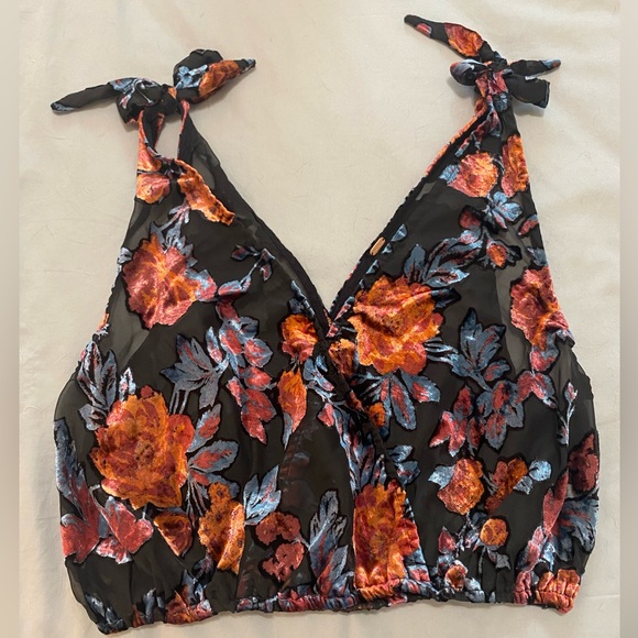 Free People Tied to You Chiffon Velvet Top - Picture 2 of 4